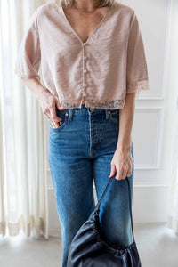 Sablyn - Simone Short Sleeve Button Down Top With Lace
