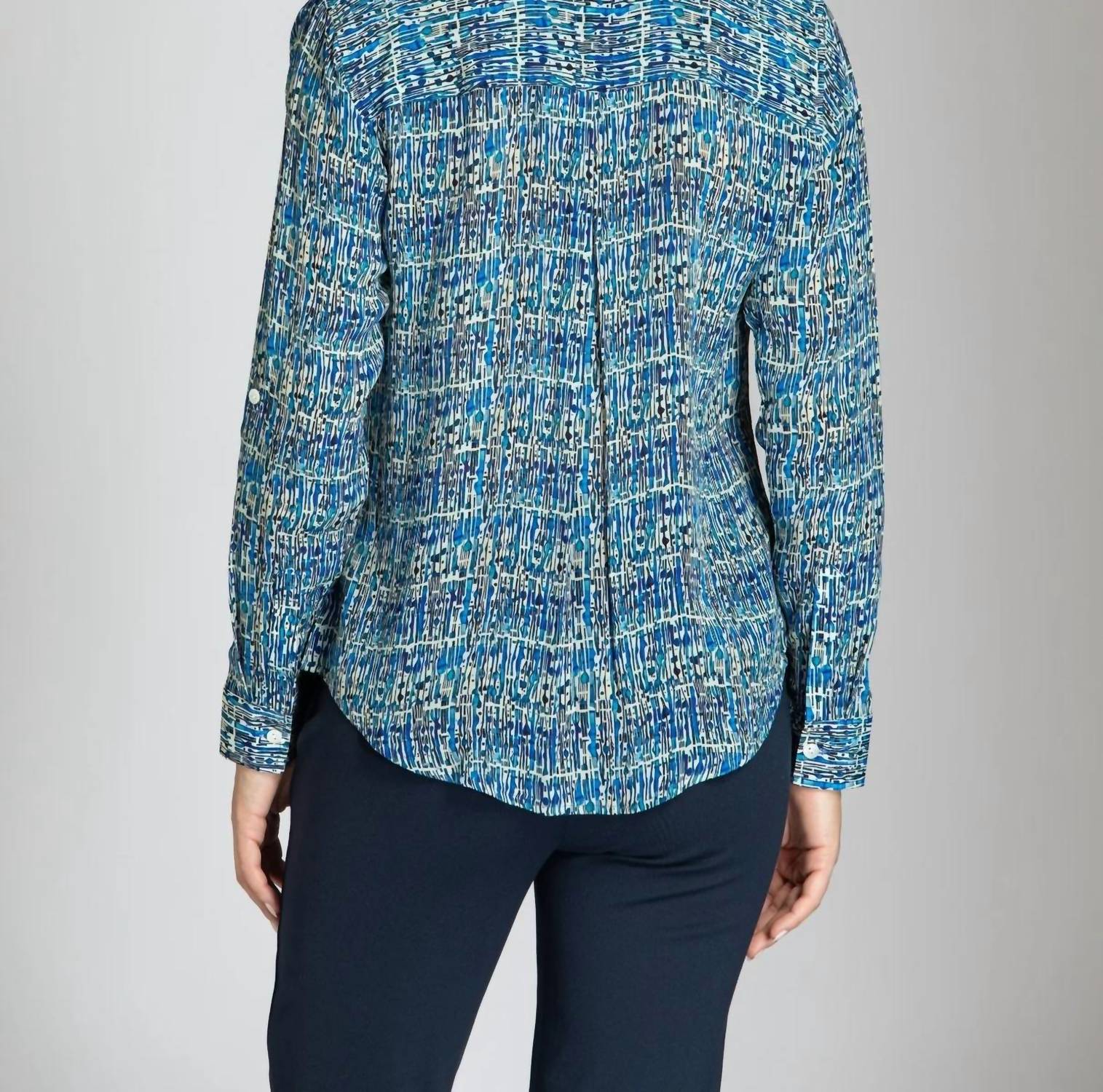 Apny - Roll Sleeve Button Up Top