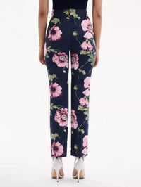 Oscar De La Renta - Zip Front Flare Leg Poppies Cotton Twill Pant