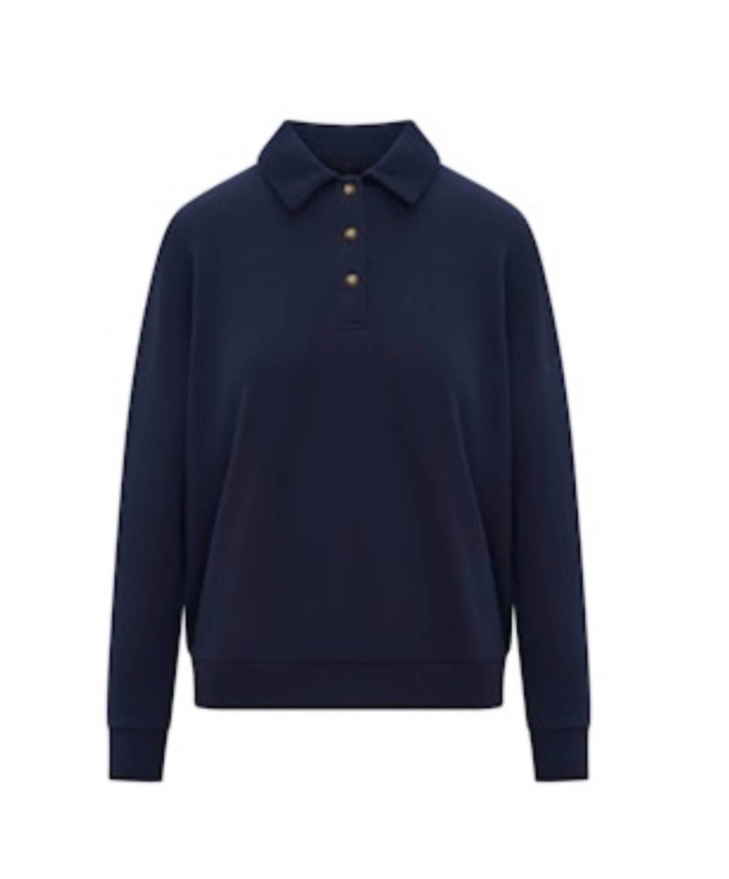 Sold Out NYC Women's French Terry Polo Sweatshirt in blue - women's top