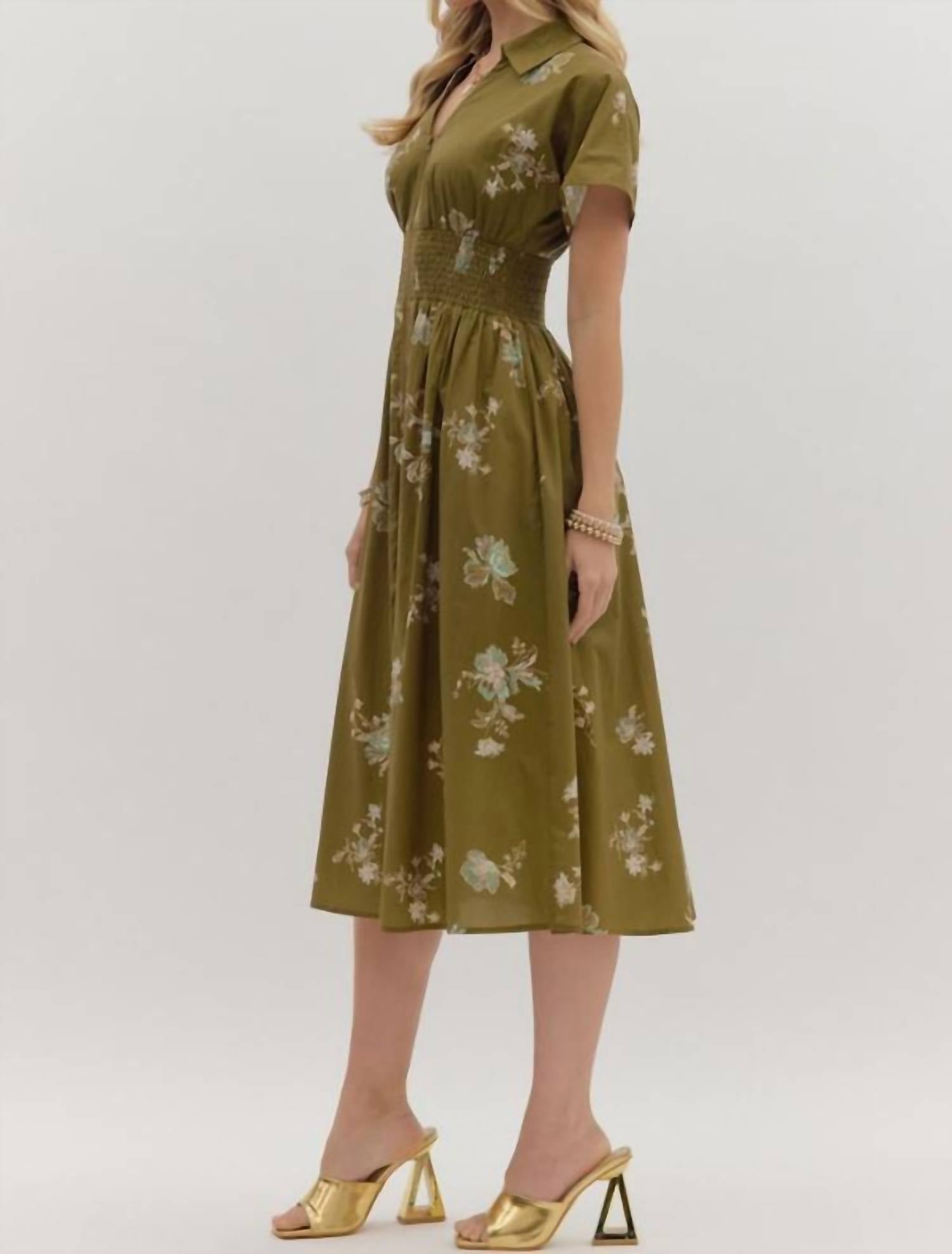 Entro - Millie Floral Zip Front Midi Dress