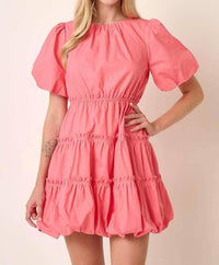 Mittoshop - Balloon Sleeve Bubble Hem Mini Dress