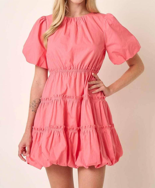 Mittoshop - Balloon Sleeve Bubble Hem Mini Dress
