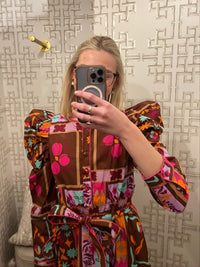 Karlie - Floral Frame Puff Sleve Shirt Dress