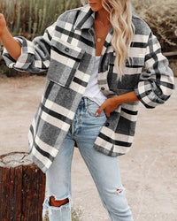 Lovesoft - Plaid Button Flannel Shirt Jacket