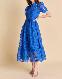 English Factory - Gridded Organza Tiered Maxi Dress