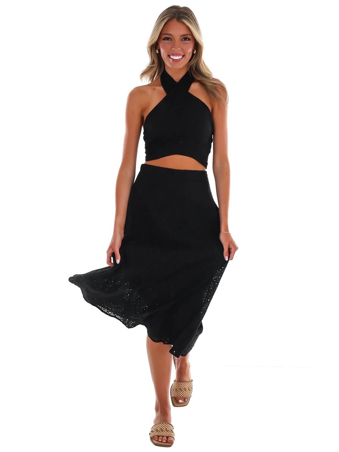 Hyfve - Evening Escape Eyelet Top And Skirt Set