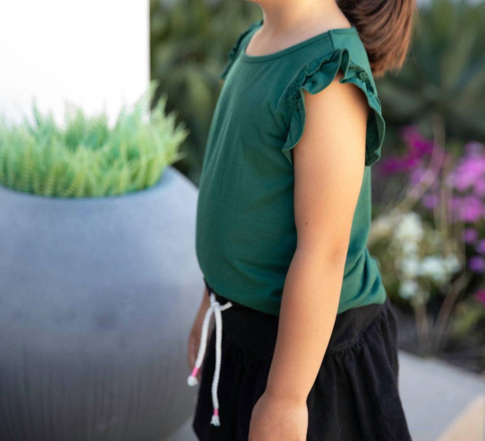 Tickled Teal - Girl's Ruffle Sleeve Blouse