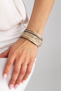 Saachi - Women's Multi Strand Square Plated Leather Bracelet