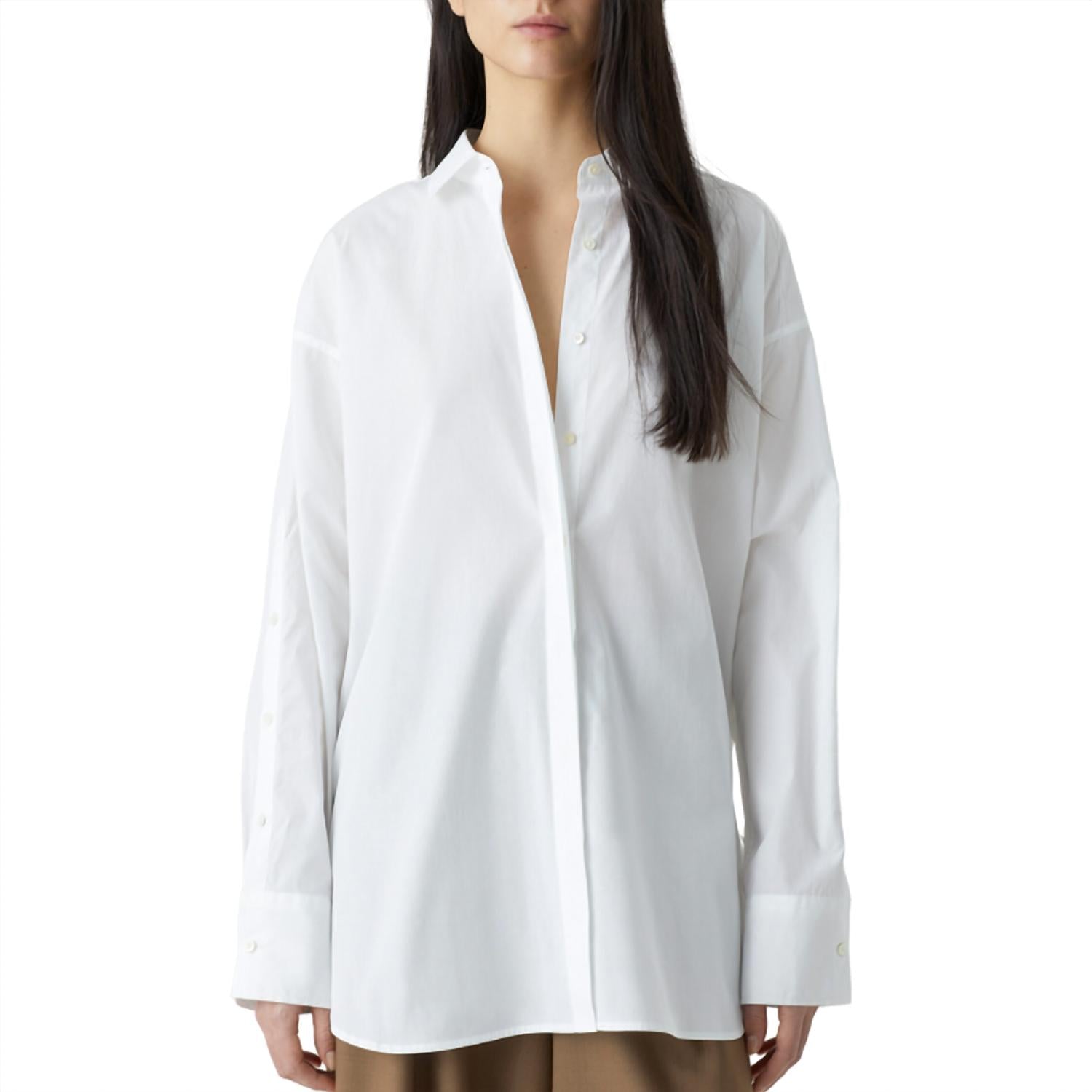 CLOSED Women's Organic Cotton Poplin Blouse in white - women's shirt