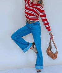 Sage The Label - CADDIE COLLARED STRIPE SWEATER