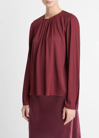 Vince - Silk Blend Pleated Neck Blouse