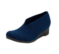 CHARLESTON SHOE CO. Women's Cape Herringbone Wedge Shoes in navy - women's shoe