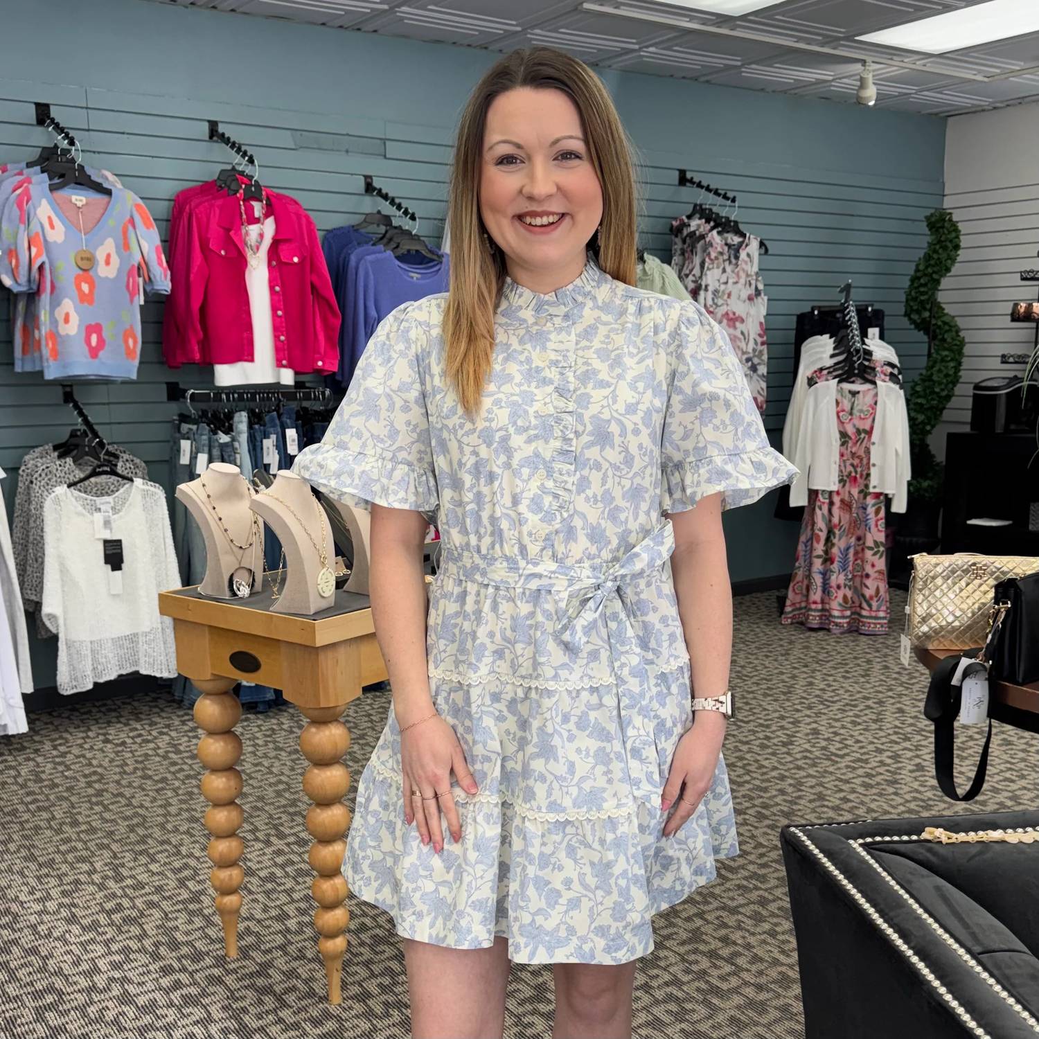 &Merci - Ruffled Button Down Floral Mini Dress