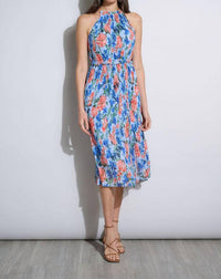 Elie Tahari - Floral Halter Pleated Midi Dress