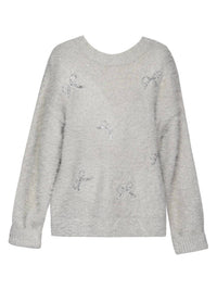 G.B.Y.M. - Girl's Fuzzy Metallic Sweater With Sequin Bows