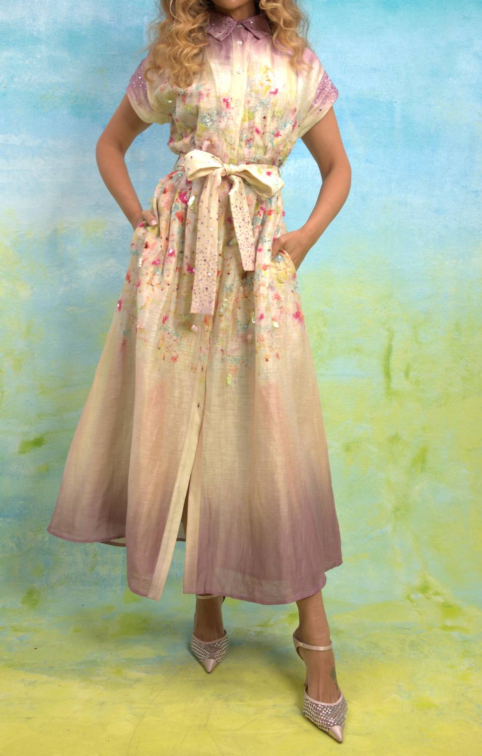 La Fuori - Aqua Bloom Mirage Shirt Dress