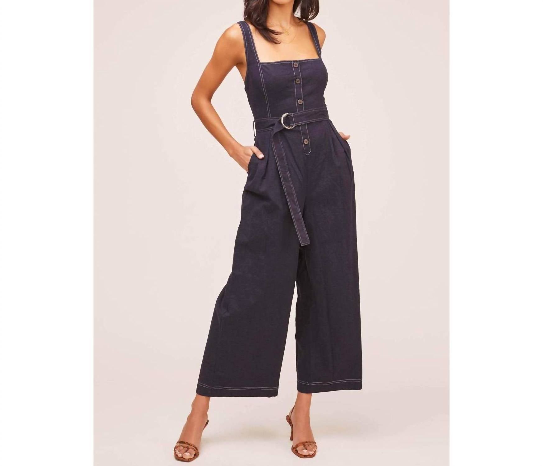 ASTR Warwick Jumpsuit in navy - women's pants - alternate view