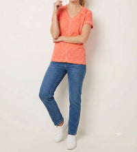 Elliott Lauren - V-neck Short Sleeve V Front Tee