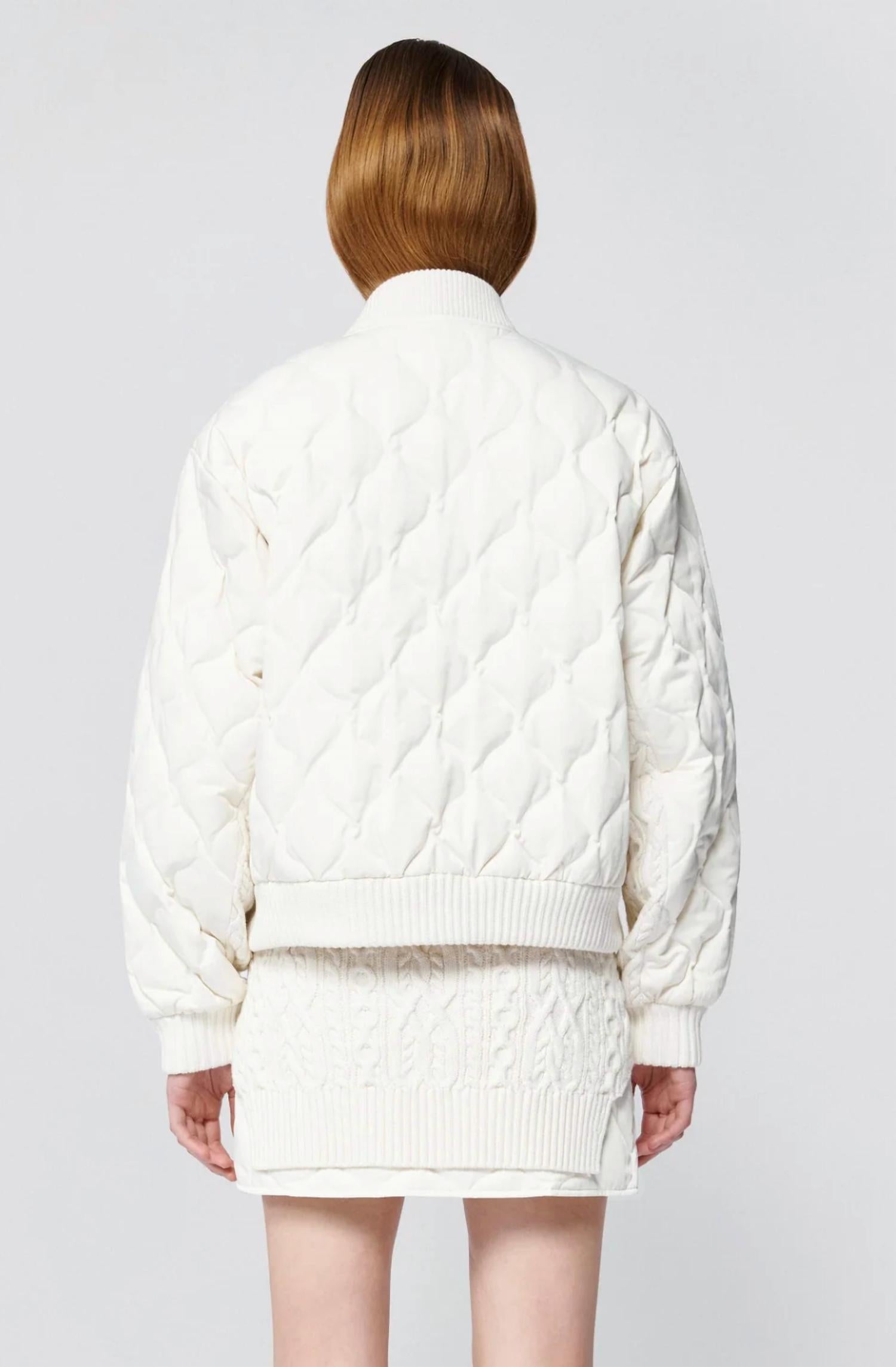 SIMKHAI Rollins Bomber Jacket in eggshell - women's jacket - alternate view