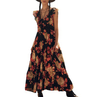 THE GREAT. Women's The Geranium Dress in cabbage rose print - women's dress