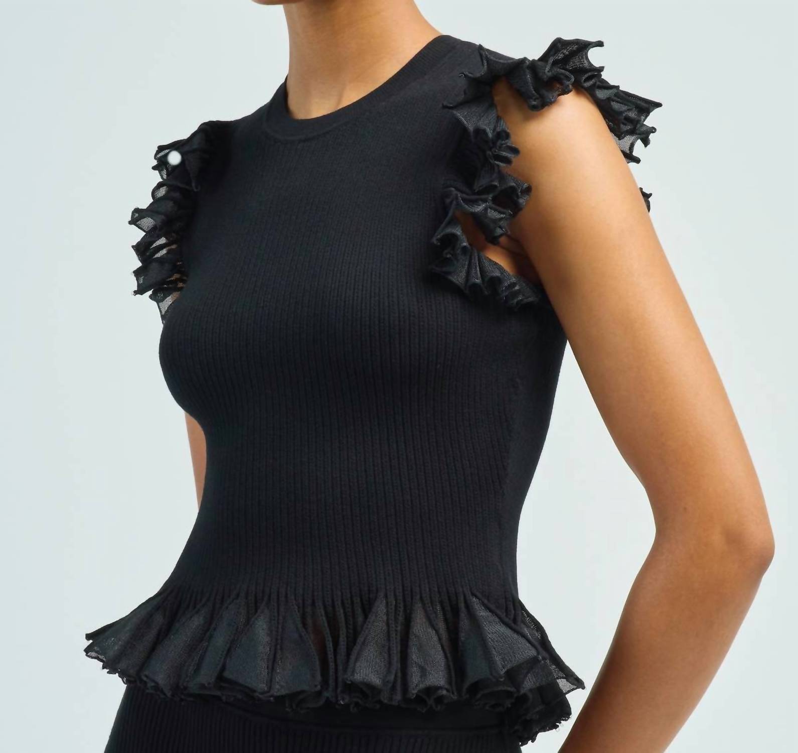 Ulla Johnson Leila Sleeveless Pullover Top in noir - women's t-shirt - view 5
