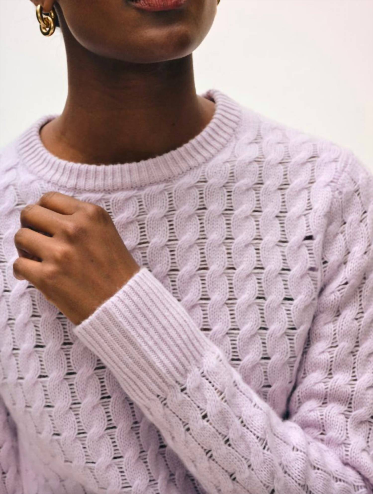 White + Warren - Cashmere Cable Shrunken Crew Sweater