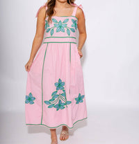 Thml - Embroidered Tie Strap Midi Dress