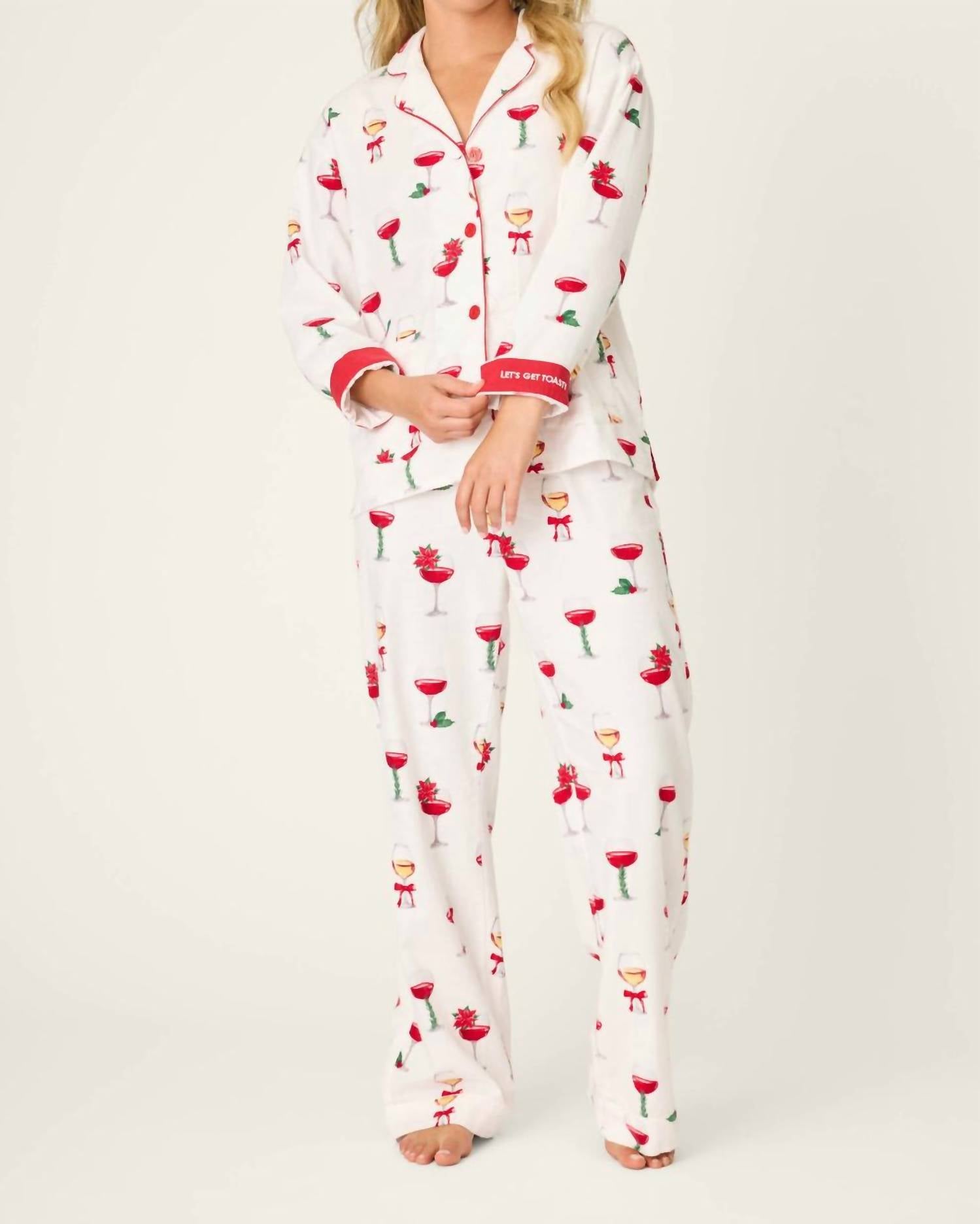 Pj Salvage - Let's Get Toasty 3-piece Print Flannel Pajama Set