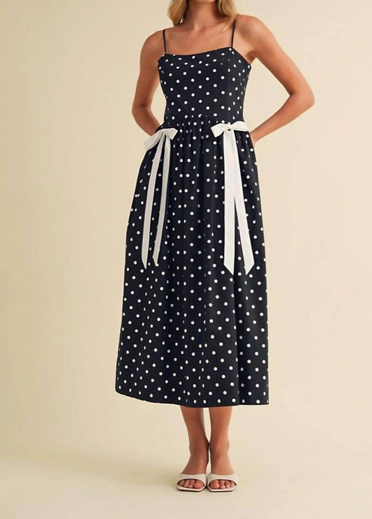 Knit & Lounge - Adjustable Straps Polka Dot Midi Sundress
