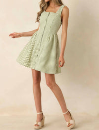 Entro - Sydney Button Front Gingham Print Mini Dress