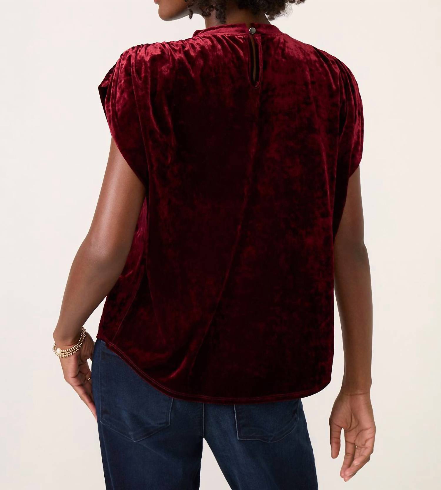 Melissa Nepton - Velvet Shirred Shoulder Tee