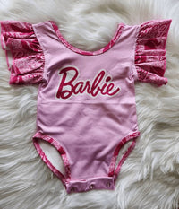 Aier Wholesale - Girl's Barbie Flutter Sleeve Baby Onesie