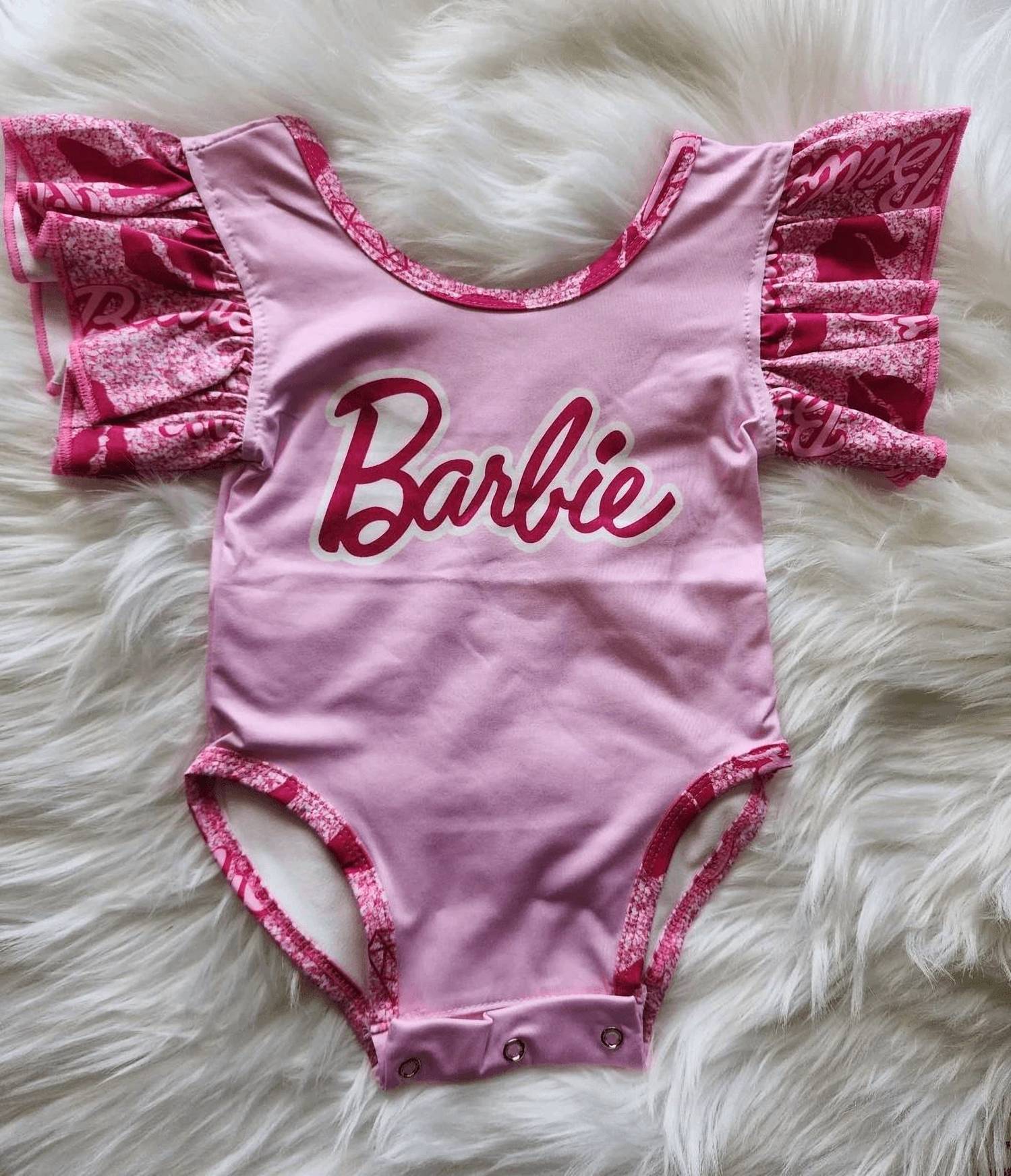 Aier Wholesale - Girl's Barbie Flutter Sleeve Baby Onesie