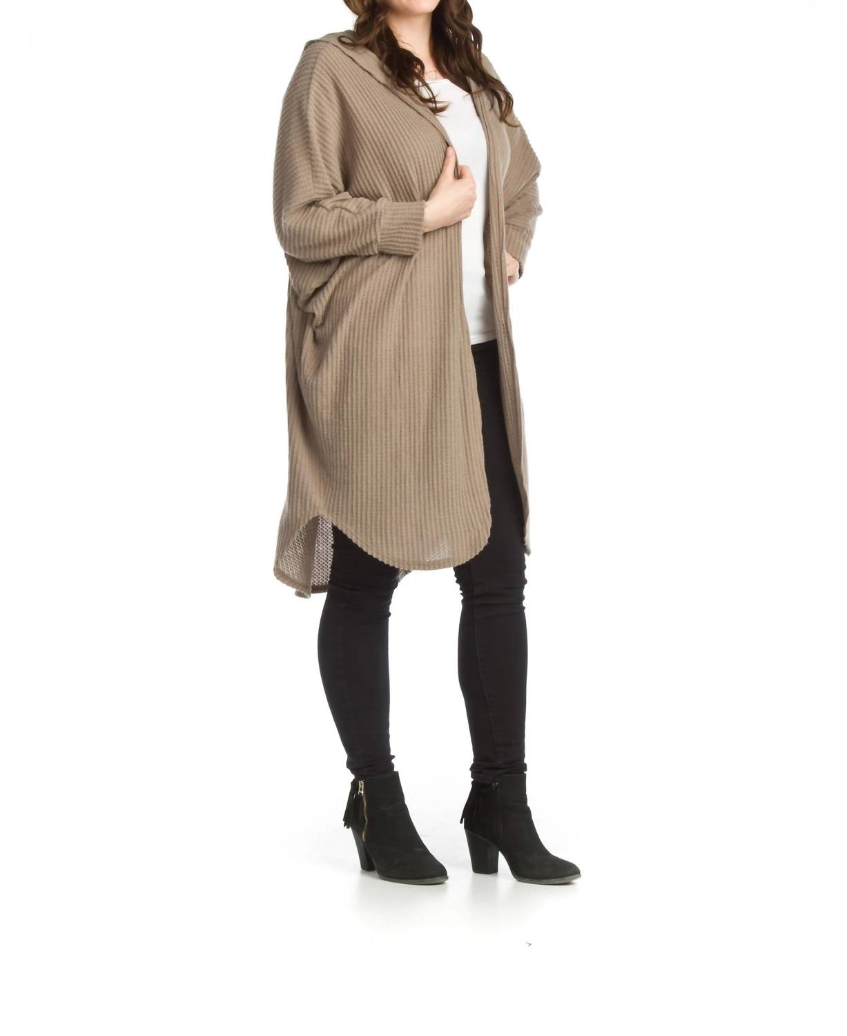 Papillon - Waffle Knit Hooded Cardigan