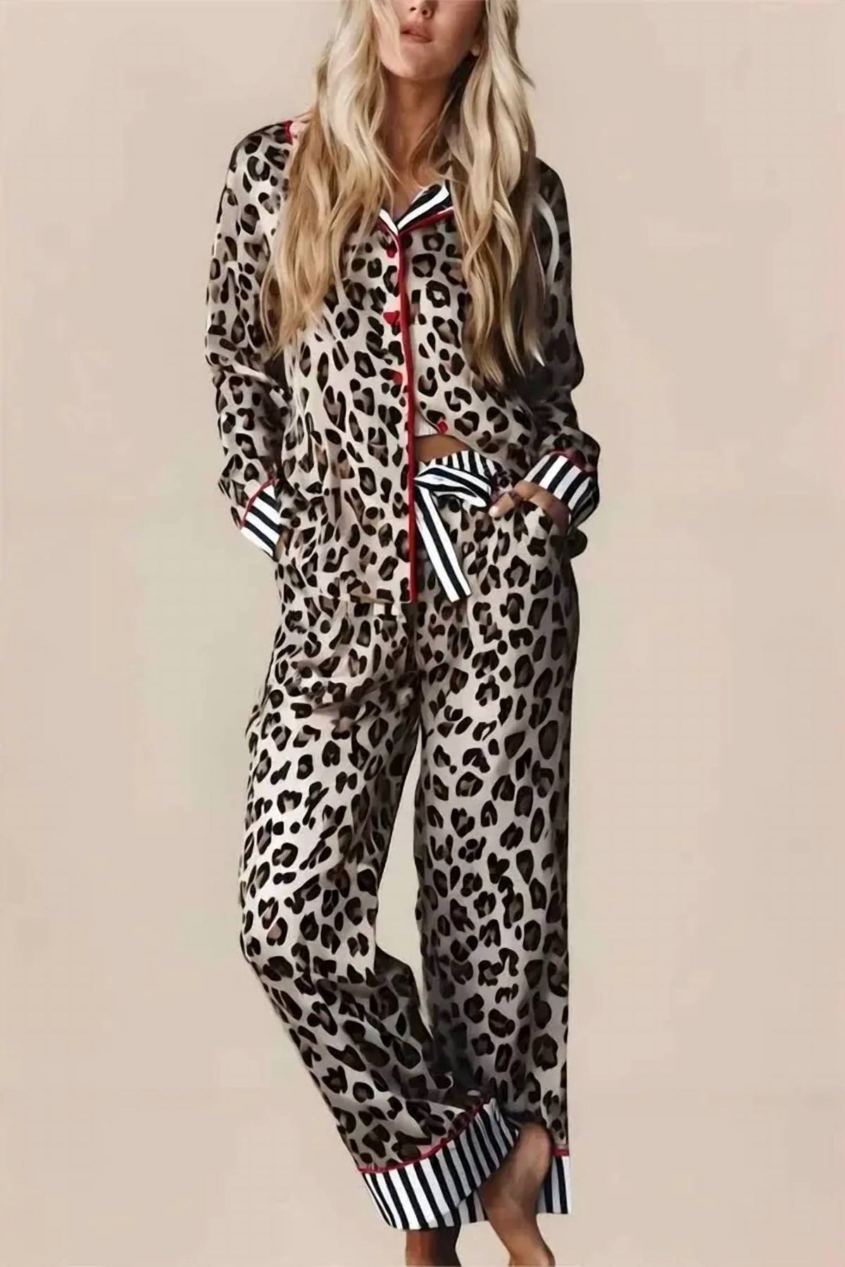 Unknown - Las Striped Edge Shirt And Pants Pajama Set