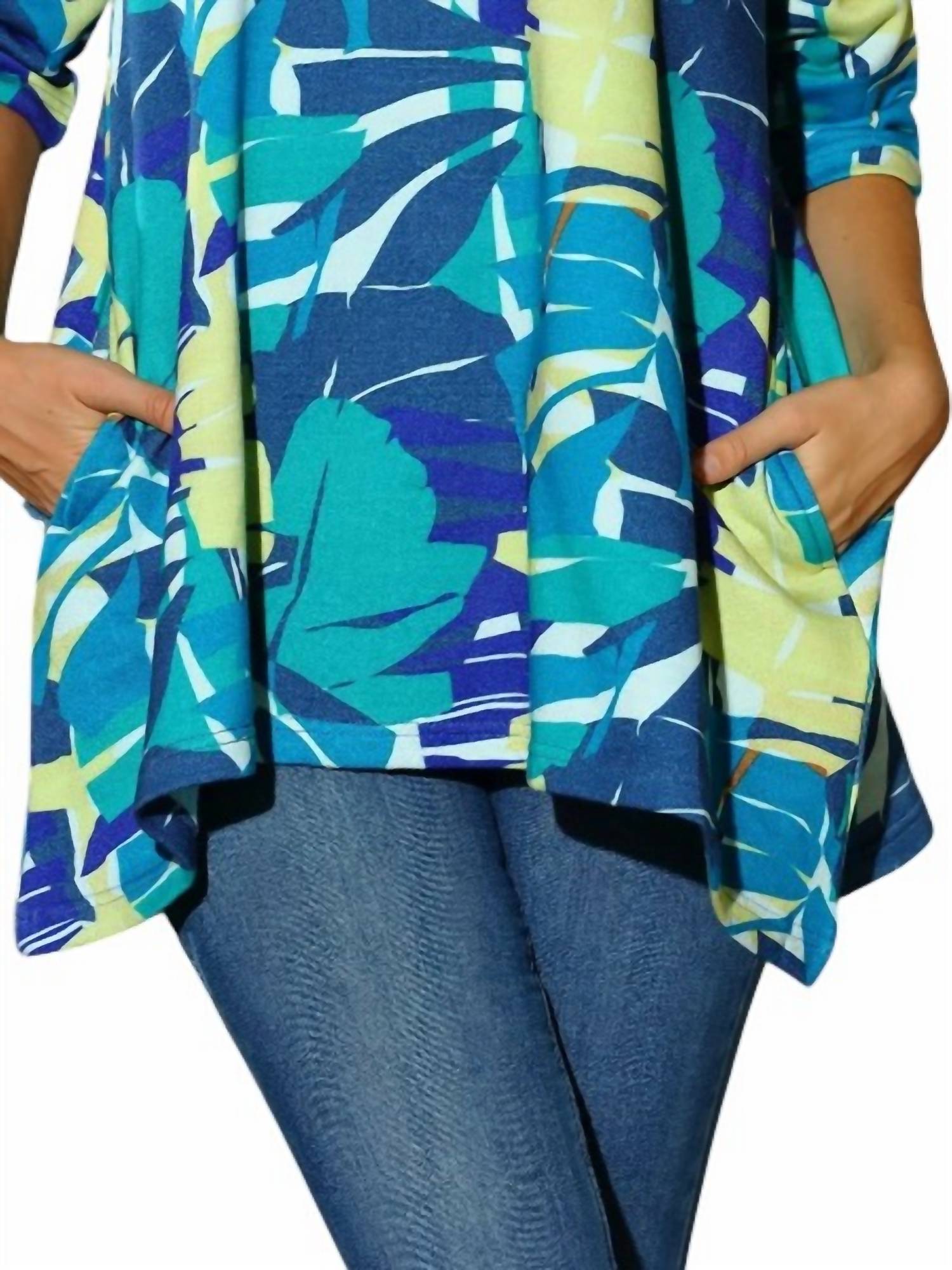 Kikisol - Searenity Leaf French Terry Tunic With Pockets