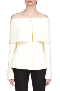 Marina Moscone - Foldover Shawl Off-the-shoulder Jacket