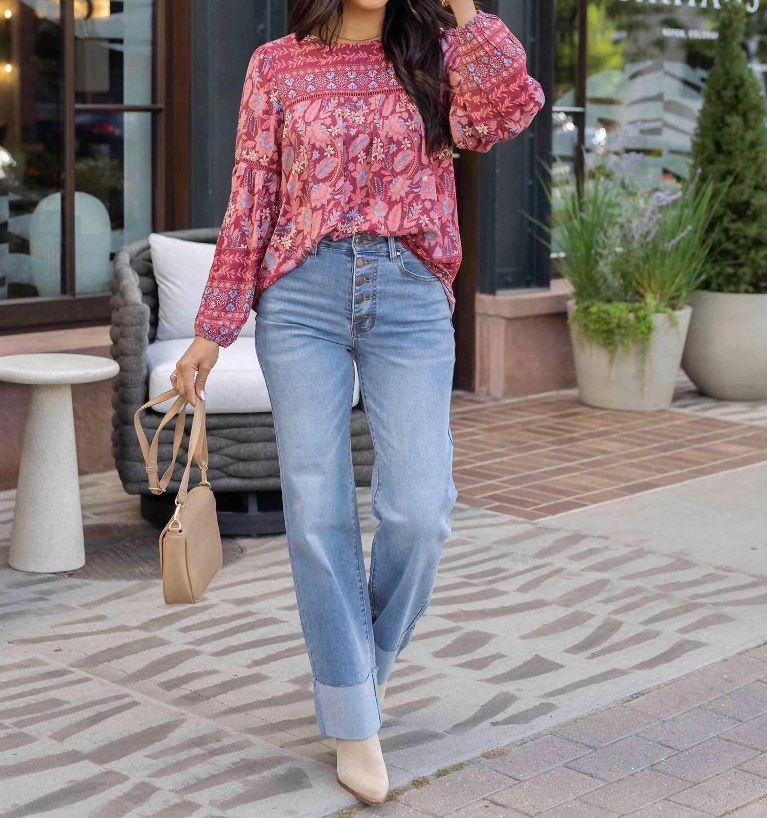 Grace And Lace - Straight Leg Cuffed Jeans