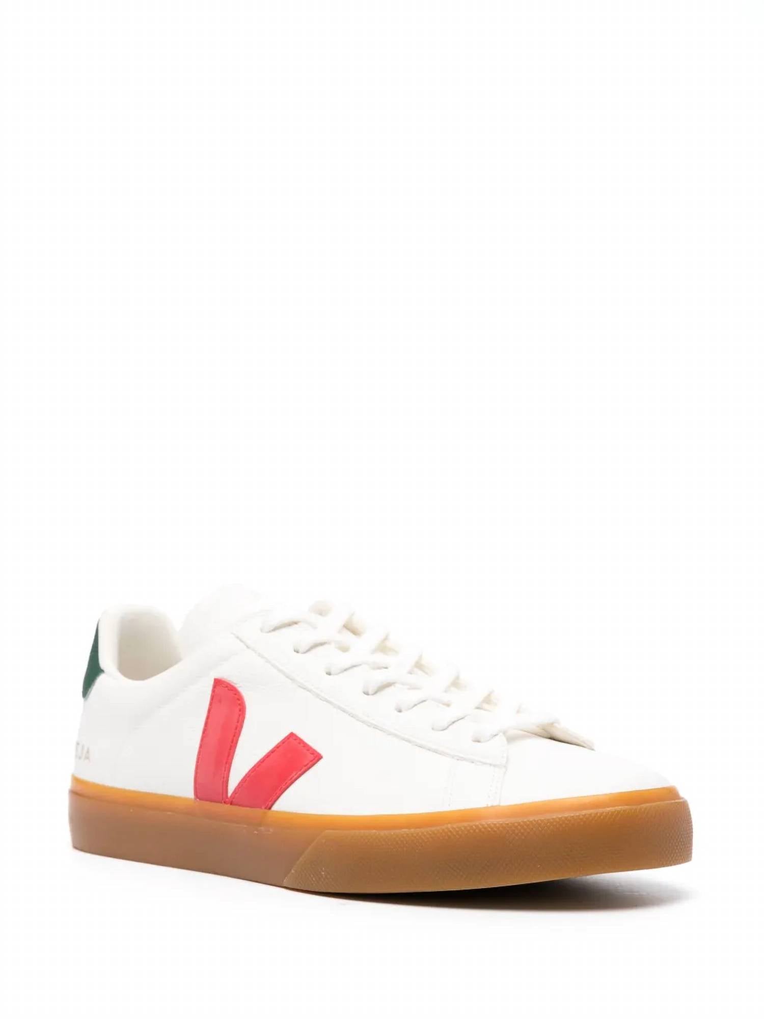VEJA Unisex Campo Chromefree Leather Sneakers in extra white pekin poker - women's sneaker - detail view