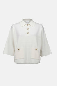 Joseph Ribkoff Shantyle Knit Boxy Pullover Sweater in white - women's t-shirt - view 6