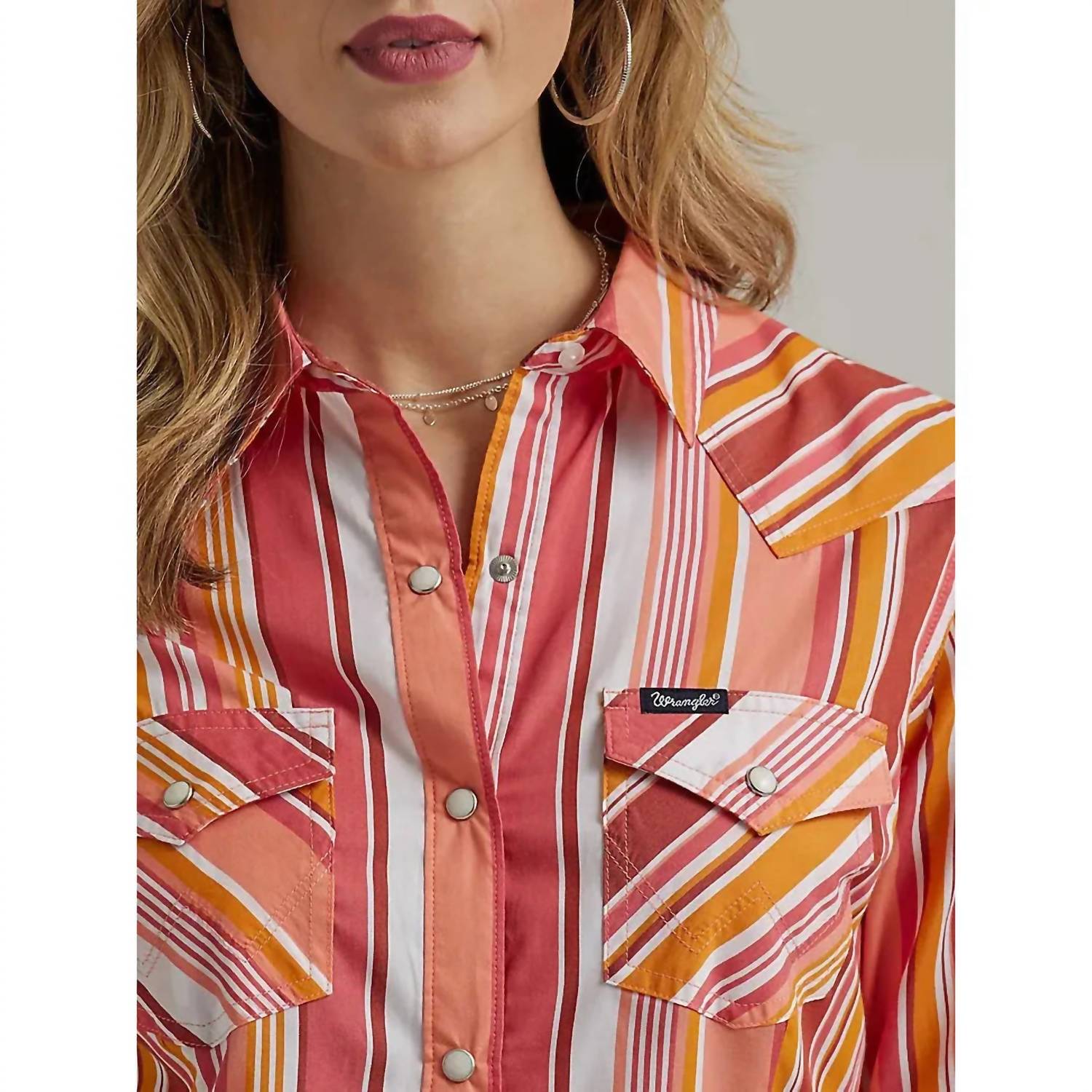Wrangler Retro Long Sleeve Top in multi - women's shirt - alternate view