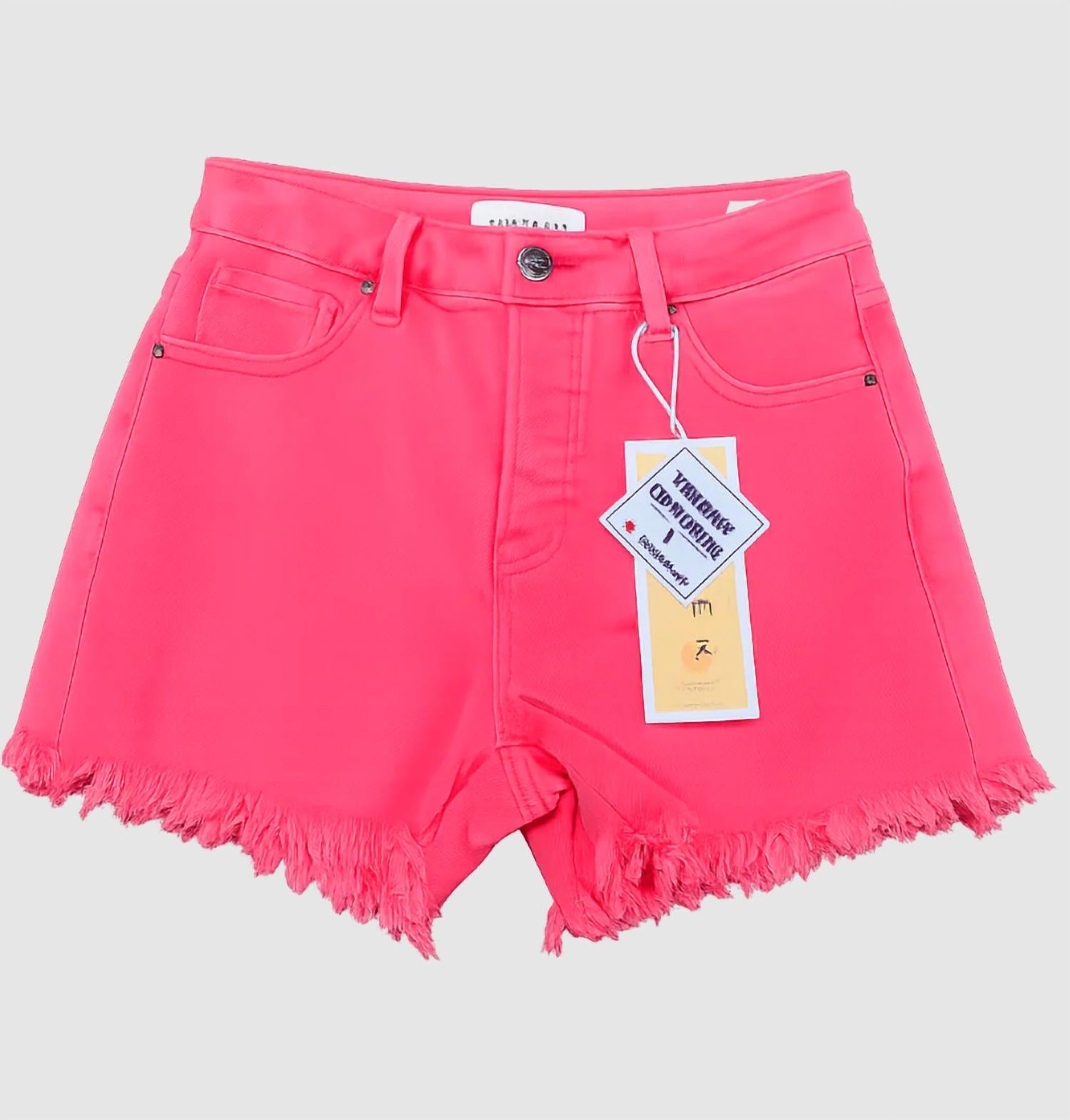 Risen - Women's High Rise Fray Hem Shorts