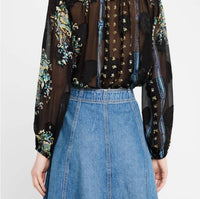 Ulla Johnson Aster Long Sleeve Blouse in twilight - women's blouse - detail view