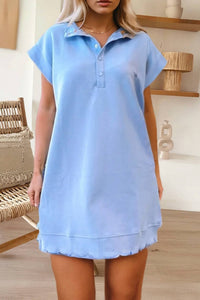 66Disco - Snap Button Polo Collar Mini Dress