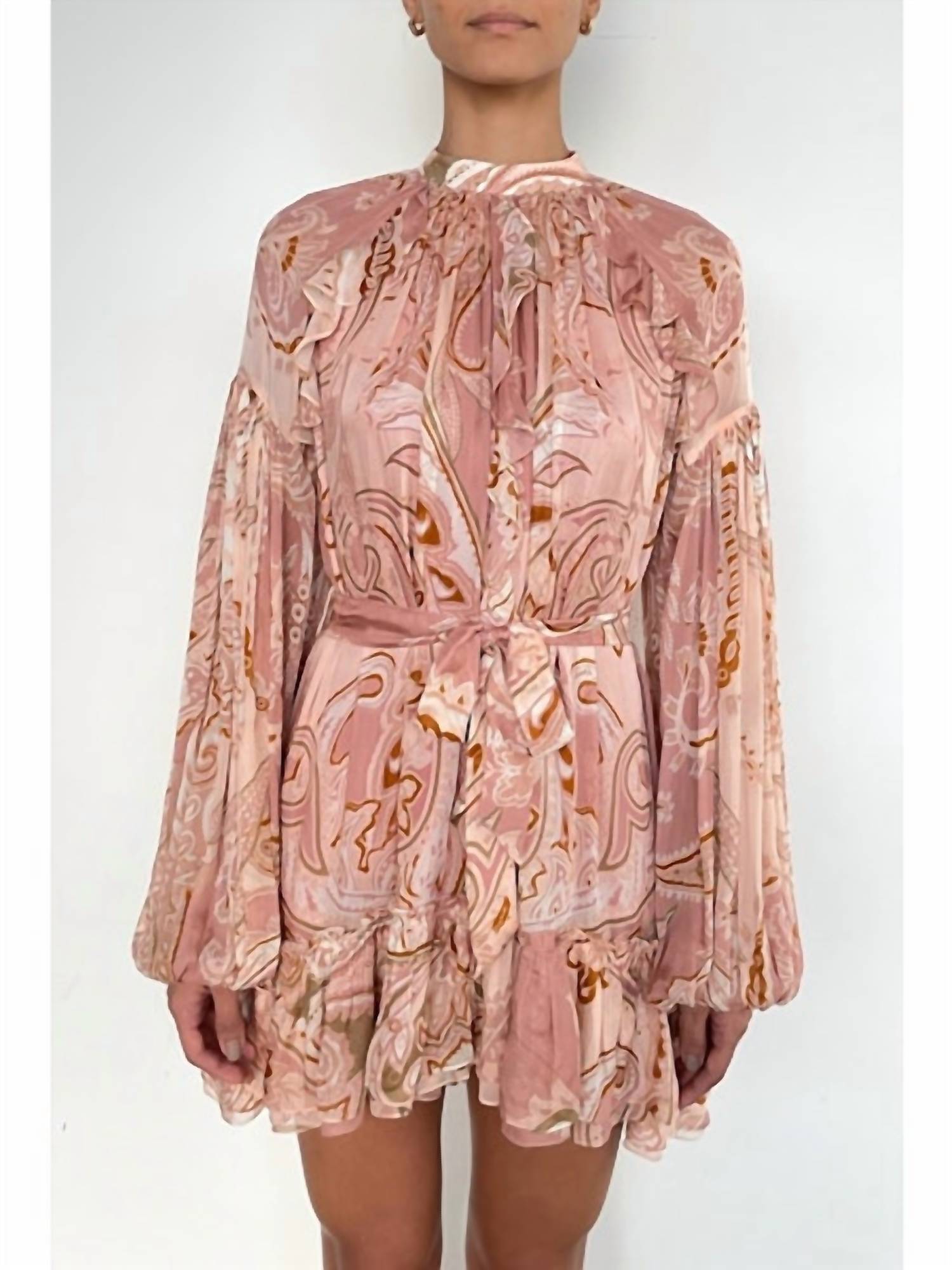 Hemant & Nandita - Ruffle Mini Dress With Tie Belt