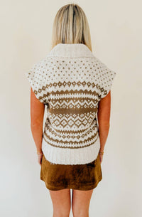 STEVE MADDEN Paulie Collared Sweater Vest Top in cream taupe - women's jacket - alternate view