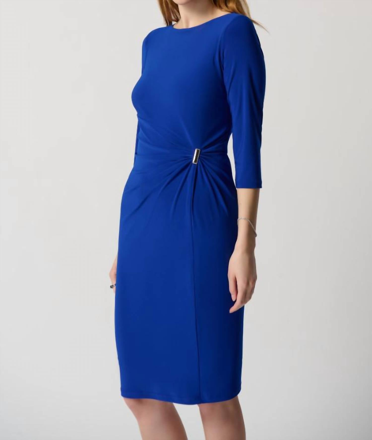Joseph Ribkoff Silky Knit Sheath Dress With Ornament Detail in royal sapphire - women's dress - alternate view