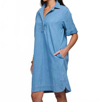 Hinson Wu Aileen Short Sleeve Dress in lt wash - women's dress - detail view