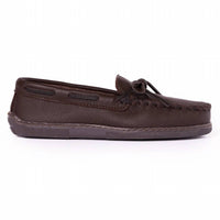 MINNETONKA Men's Moosehide Classic Moccasin Shoes in chocolate - men's loafer
